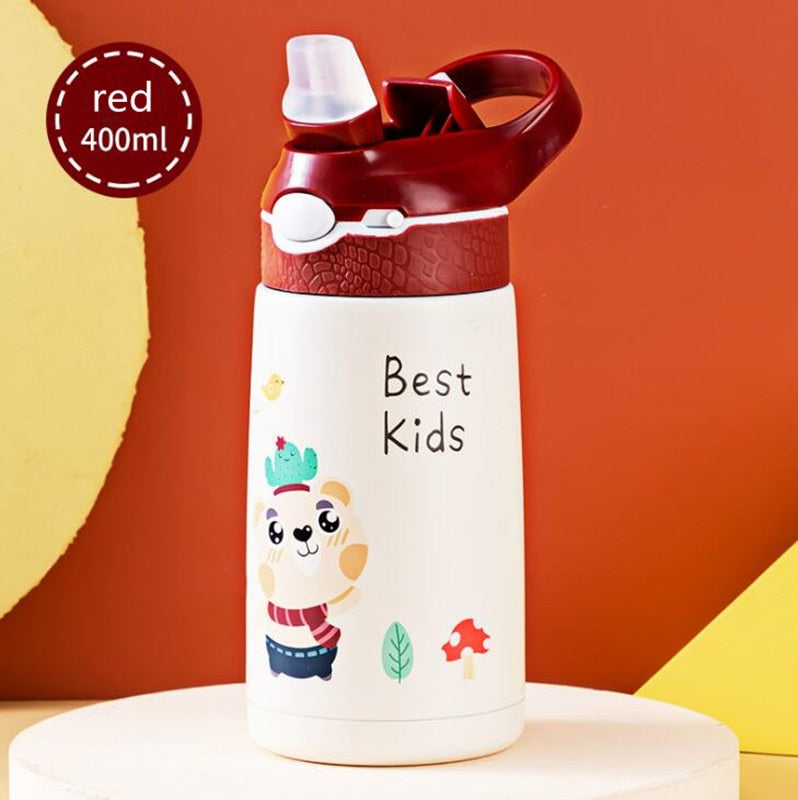 400ML Children Thermos Water Bottle Kids Thermos Mug Baby Duck Billed Straw 316 Stainless Steel Vacuum Flasks Tumbler Thermo Cup