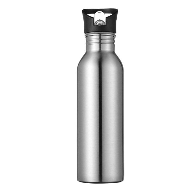 750ml Sports Outdoor Straw Water Bottle 304 Stainless steel Portable Handle Lid Water Bottle With Mountaineering Buckle Kettle