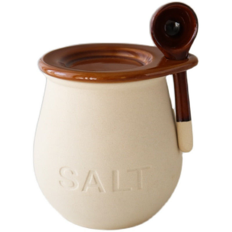 Ceramic Spice Jar Salt Sugar Cans Seasoning Container Condiment Organizer Spice Container Large Capacity Kitchen Tools