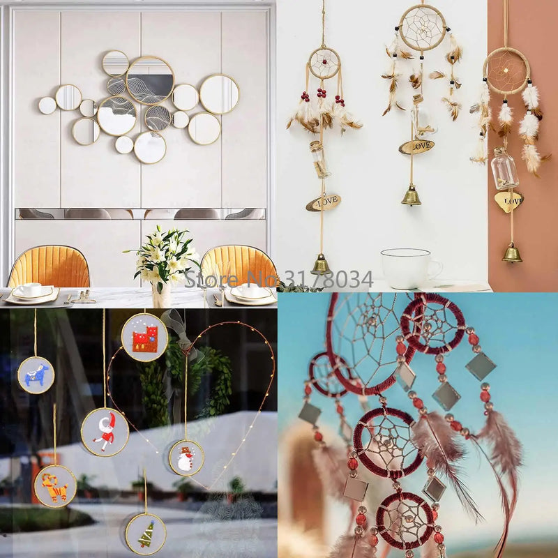 10pcs Dream Catcher Ring Round Bamboo Circle Embroidery Hoop Wind Chime DIY Hanging Accessories Wedding Wreath Decor Wall Crafts