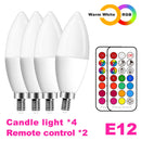 E14 LED Bulb Candle Color Indoor Neon Sign Light Bulb RGB Tape With Controller Lighting 220V E12 Dimmable Smart Lamp For Home