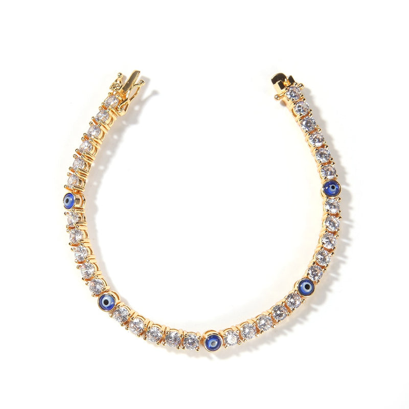 Uwin Tennis Bracelet 4mm Turkish Blue Eyes Bracelet AAA CZ Iced Out  Luxury Bangles Wholesale Women Jewelry