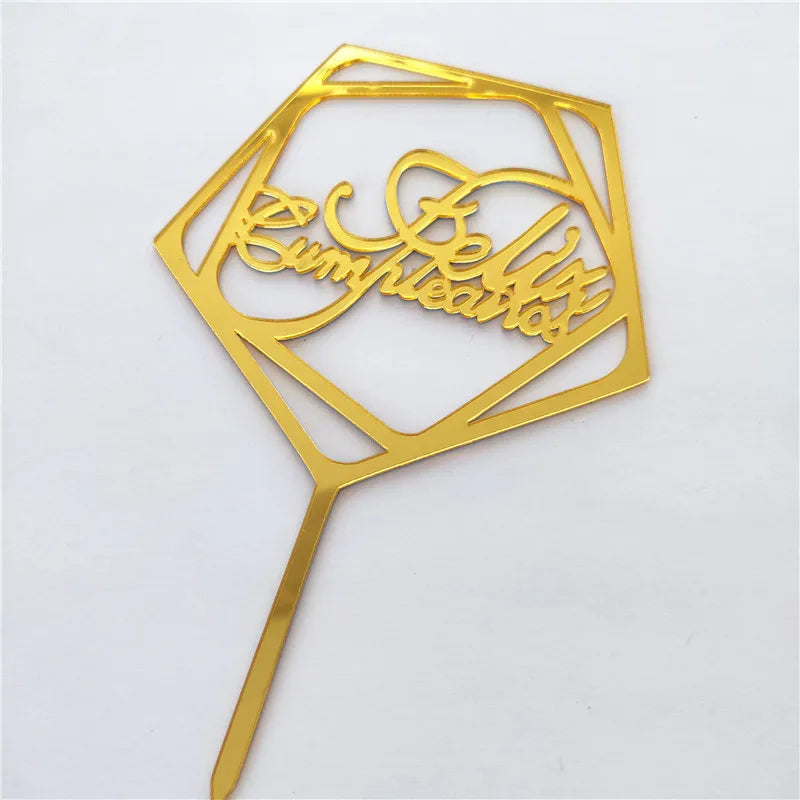 Golden Acrylic Happy Birthday Cake Topper Spanish language Birthday Party Cake Toppers For Kids holiday gifts Dessert Decoration