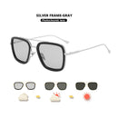Square Vintage Designer Steam Punk Tony Stark Photochromic Sunglasses Polarized Men Yellow Lens Driving Glasses Oculos De Sol