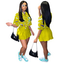 2021 Summer Matching Skirt Sets Fashion Temperament New Exotic Print Y2K Short Sleeve Shirt Female High Waist Slim Skirt Suit