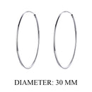 Bamoer 925 Sterling Silver Platinum Plated Classic Big Hoop Earrings for Women Fashion Jewerly Size 30mm 40mm 50mm
