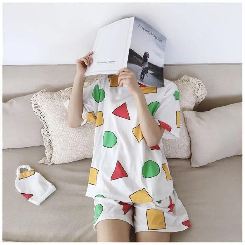 Pijama Sin Chan Women's Pajamas Sets for Women Summer Pijama Sinchan Sleepwear Suits with Shorts Home Clothes 2022 Pyjama