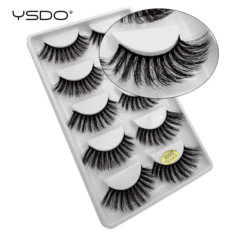 YSDO 5 pairs eyelashes mink strip lashes dramatic eyelashes natural 3d mink eyelashes makeup false eyelashes cilios maquiagem