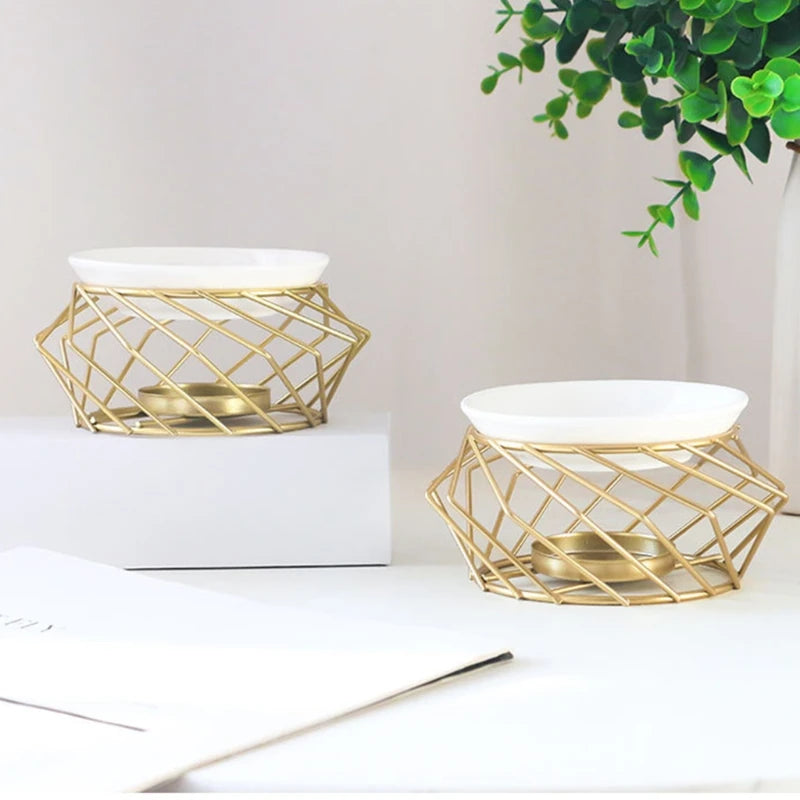 Aromatic Oil Burner, Geometric Ceramic Essential Oil Candle Holder Wax Melt Burner Warmer Melter fragrance for Home Office Decor