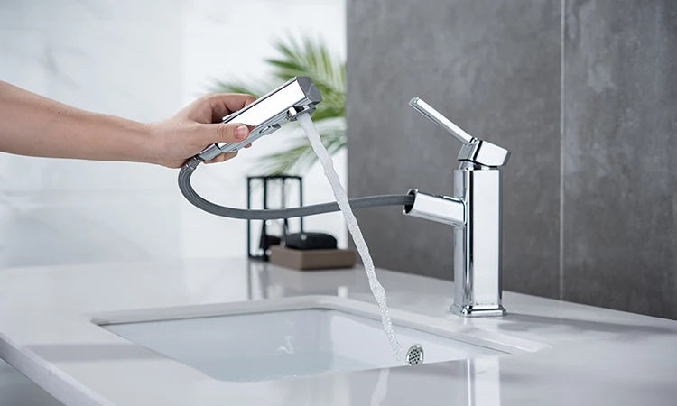 DQOK bathroom basin faucets basin mixer sink faucet Pull Out bathroom water mixer Chrome brass Modern Washbasin faucets Black