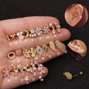 Hot 1piece  Steel Copper Fish Hand Tree CZ ear piercing jewelry steel barbell daith earrings helix cartilage studs Piercing