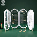 2021 New Jewelry Box Organizer 4 Fan Storage Case Necklace Earrings Ring Mirror Display Desktop Jewel Holder Plastic Large