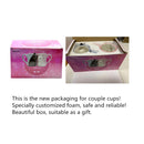 2-PCS Kiss Cat Coffee Couple Handmade Mug Funny Tea Ceramic cup set for Bride and Groom Matching Gift for Engagement Wedding