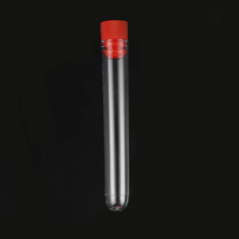 12*75mm Hard Plastic Test Tube with Plug Cap 5ml Disposable Round Bottom Clear Test Tube Laboratory Equipment 5 Pcs