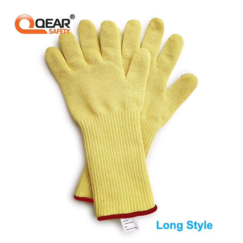 1 Pair Aramid Yarn Knitted Long/short Wrist Protect Heatproof Gloves - Hold Burning hot Dishes/Oven/hot molds- heat resistance w