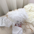 White Feather Handbag Women&