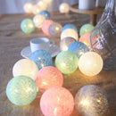 20 LED Cotton Ball String Lights Battery Operated Garland Fairy Street Lights for Home Wedding Christmas Party Outdoor Decors