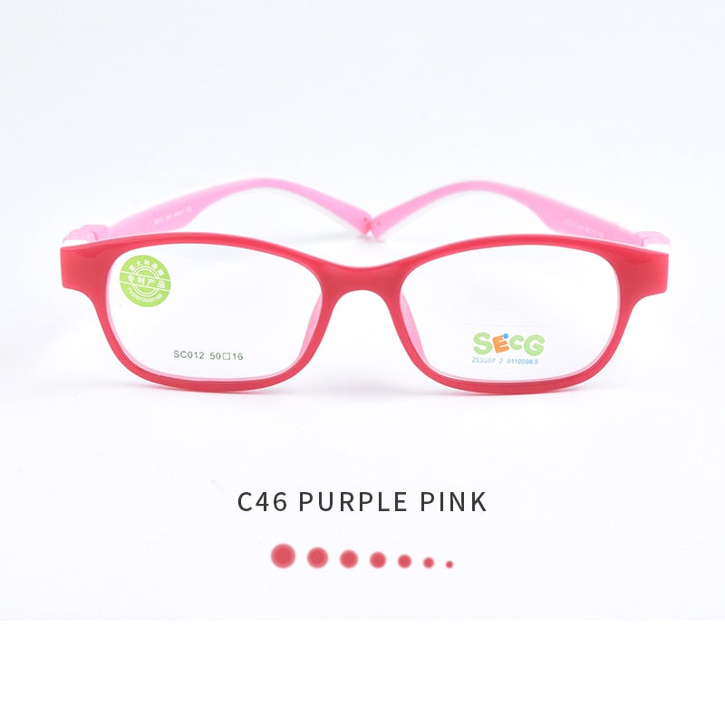 SECG Optical Children Glasses Frame TR90 Silicone Glasses Children Flexible Protective Kids Glasses Diopter Eyeglasses Rubber