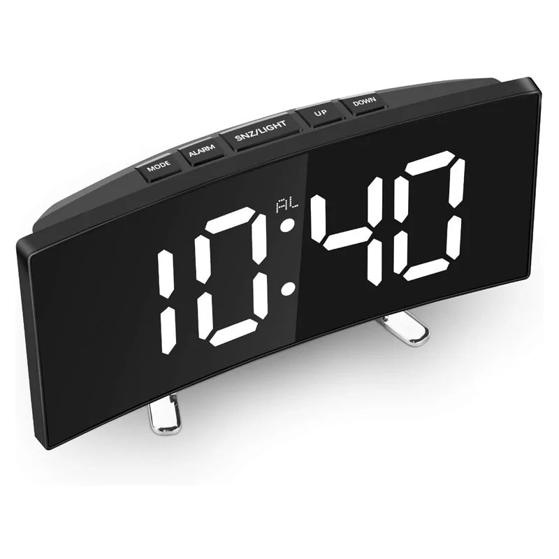 7 Inch Digital Alarm Clock Curved Dimmable Led Electronic Digital Desktop Clock For Kids Bedroom Large Number Table Clock