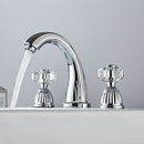 Gold Faucets Bathroom Golden Widespread Faucet Double Cystal Handle Three Hole Wash Basin Tap Hot Cold Mixer ELF1516G