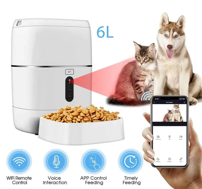 TUYA Smart Pet Feeder with Camera and Two-way Audio-Remote Control Feeding WIFI Connect APP Phone for Dogs and Cats Night Vision