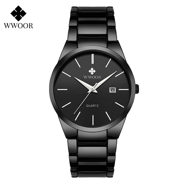 WWOOR Luxury Watch Men Business Sports Mens Quartz Wristwatches Gold Stainless Steel Waterproof Automatic Date Relogio Masculino