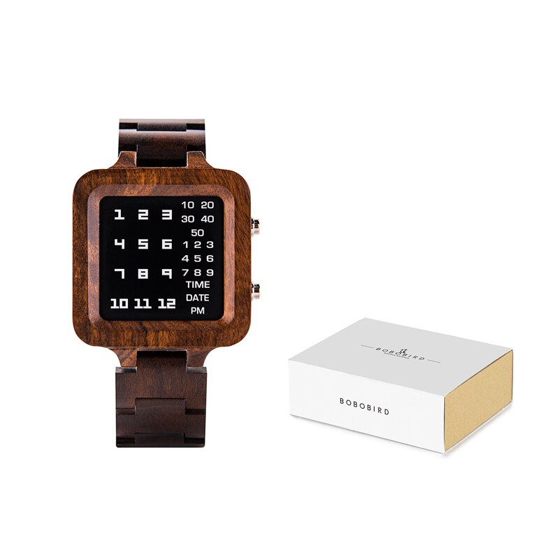 Digital Watch reloj hombre Mens Wood Wristwatches LED Display relogio masculino Digital Clock Timepices With Gift Box BOBOBIRD