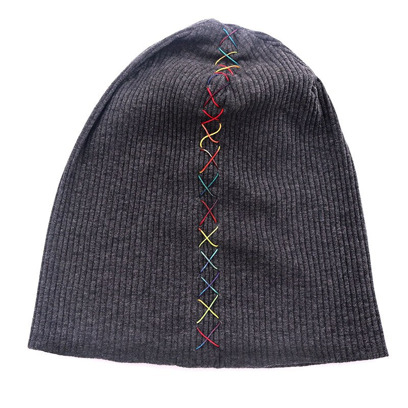 Soft colorful ribbon cotton ribbed hats for women hat 2020 New Spring Winter Slouchy hats ladies Girls Skullies Beanies Gorros