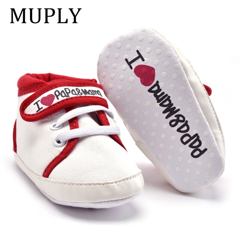 0-18M Baby Mocassins Infant Toddler Baby Boys Girls Print Letter Love PAPA&MAMA Soft Sole Canvas Sneaker Anti-Slip Newborn Shoes