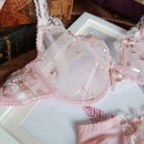Exquisite Embroidery Lotus Pink Ultra-thin Sexy Large Size Underwear Ladies Lace Transparent Comfortable Bra