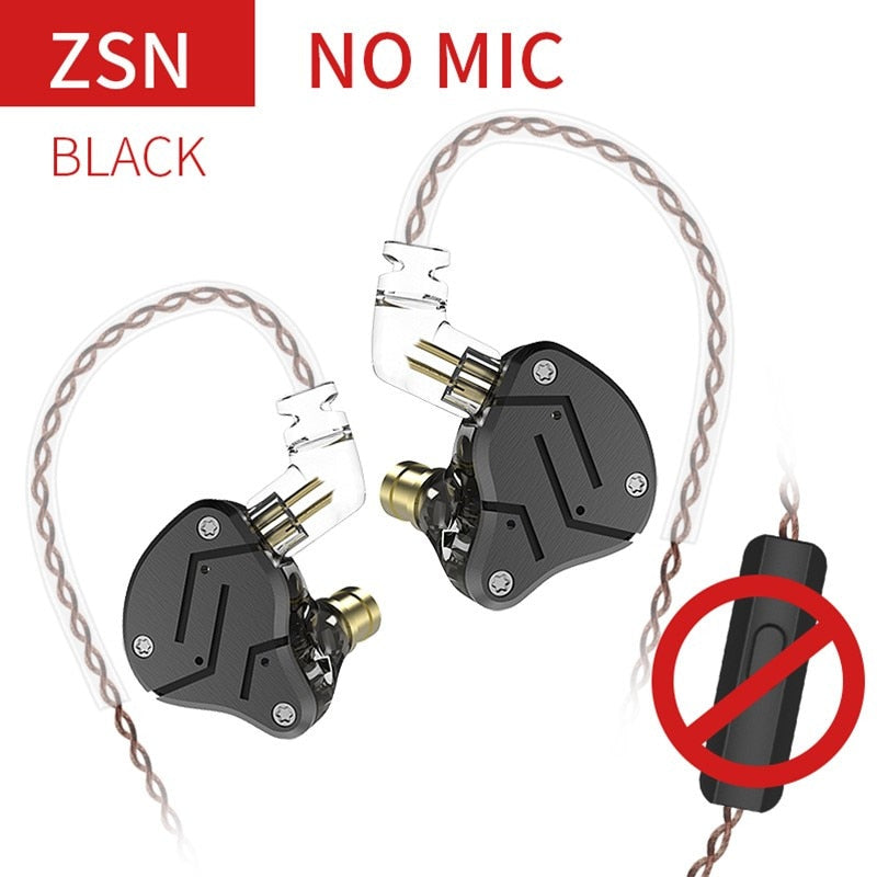 KZ ZSN Earphones 1DD+1BA Hybrid In Ear Monitor Noise Cancelling HiFi Music Earbuds Sports Stereo Bass Headset With Microphone