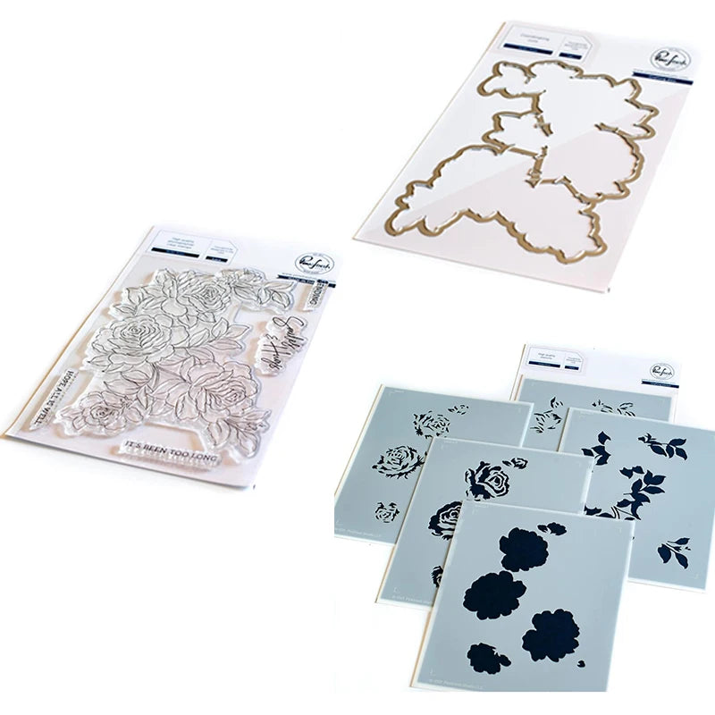 Garden Roses Layering Stencil Flower Stamps And Metal Cutting Dies New Arrival 2021Scrapbook Diary Decoration Embossing Template