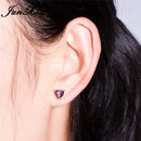 Girls Cute Heart Stud Earrings For Women White Gold Color Brilliant White Zircon Blue Purple Austrian Crystal Wedding Studs Cz