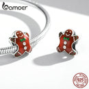 Bamoer 925 Sterling Silver Christmas Stockling Charms Candy Canes Love Pendant Fit for Women Bracelet & Bangle Christmas Gift