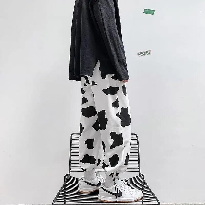 Casual Pants Women Cow Pattern Harem Trousers Hip Pop Street Harajuku BF Unisex Printed All-match Loose Leisure Ulzzang Vintage
