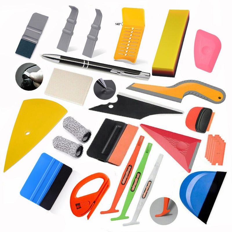 FOSHIO Vinyl Film Car Accessories Wrap Tools Kit Carbon Sticker Installing Rubber Scraper Window Tinting Magnet Squeegee Knife