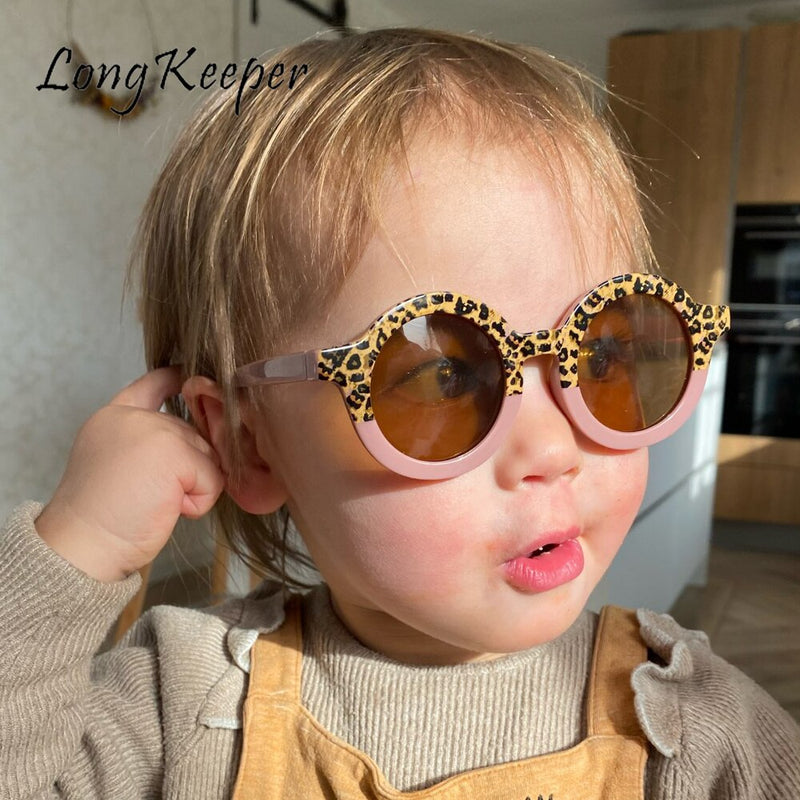 LongKeeper Retro Round Kids Sunglasses Girls Vintage Children Glasses Baby Boys Anti-UV Sun Glasses Double Colors Eyewear UV400
