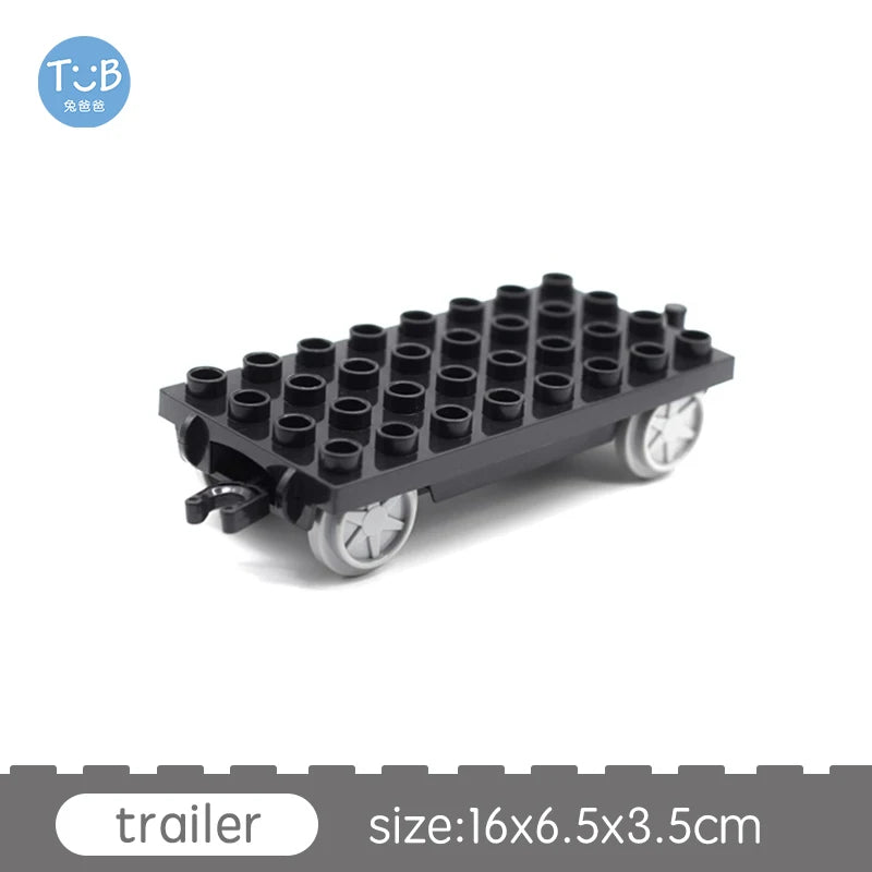 Big Size Block Bricks Train Tracks  Traffic Stop Lights Straight Duploes Black Accessories DIY Hot Toys For Children Baby Gift