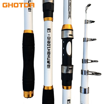 GHOTDA 2.1M -3.6M Carp Fishing Rod feeder Hard FRP Carbon Fiber Telescopic Fishing Rod fishing pole