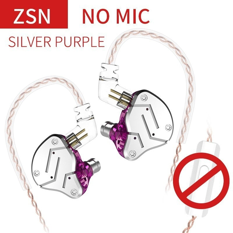 KZ ZSN Earphones 1DD+1BA Hybrid In Ear Monitor Noise Cancelling HiFi Music Earbuds Sports Stereo Bass Headset With Microphone