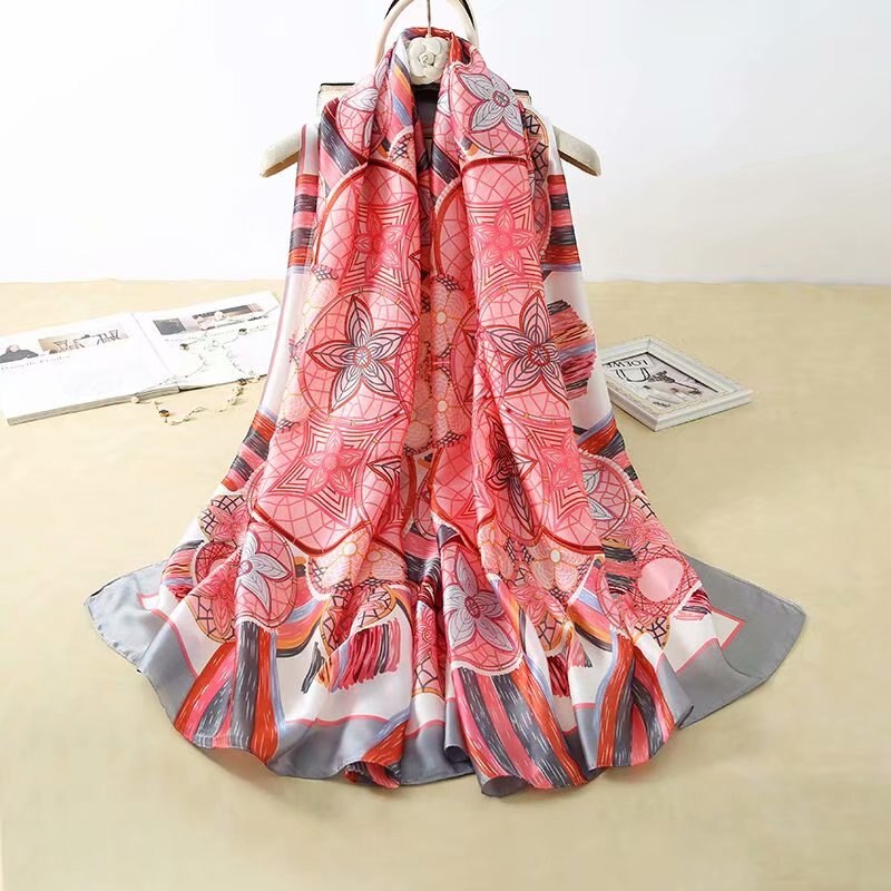 180*90cm Luxury Brand Spring Autumn New Silk Scarf Women Shawl Fashion Soft Poncho Chiffon Hijab Foulard Muffler Bandanna Pareo