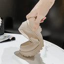 Cowhide Women's Shoes British Luffy Shoes Thick Soled Women's Flat Sole Single Shoes Women's Vulcanized Shoes Big Size 35-43