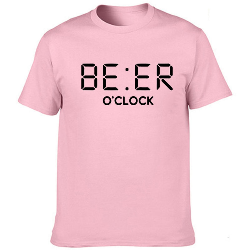 Men T Shirt Funny BEER OCLOCK Print Short Sleeve Tee Shirts Cool Summer Clothes Male Round Neck Streetwear Harajuku Graphic Tees