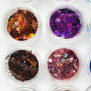Holographic Chunky Glitter Total 60-140g Face Body Eye Nail Festival Chunky Holographic Glitter 6/8/24 Jars Mix Loose Glitter M9