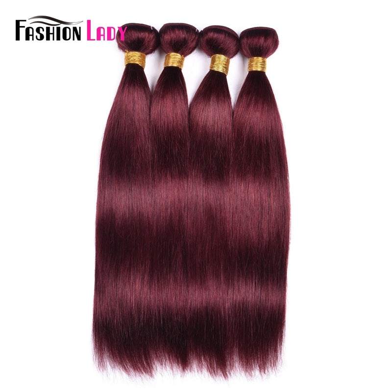 Fashion Lady Pre-Colored Human Hair Bundles Brazilian Hair Straight Hair Bundles 99j Dark Red Bundles Bundle Per Pack Non-Remy