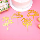 Golden Acrylic Happy Birthday Cake Topper Spanish language Birthday Party Cake Toppers For Kids holiday gifts Dessert Decoration