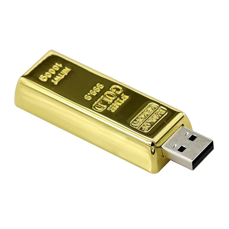 USB Flash Drive 128GB Latest Metal Bullion Gold Bar USB 2.0 Flash Drive 256GB Cle USB Memory Stick 8GB 16GB 32GB 64GB Pendrive