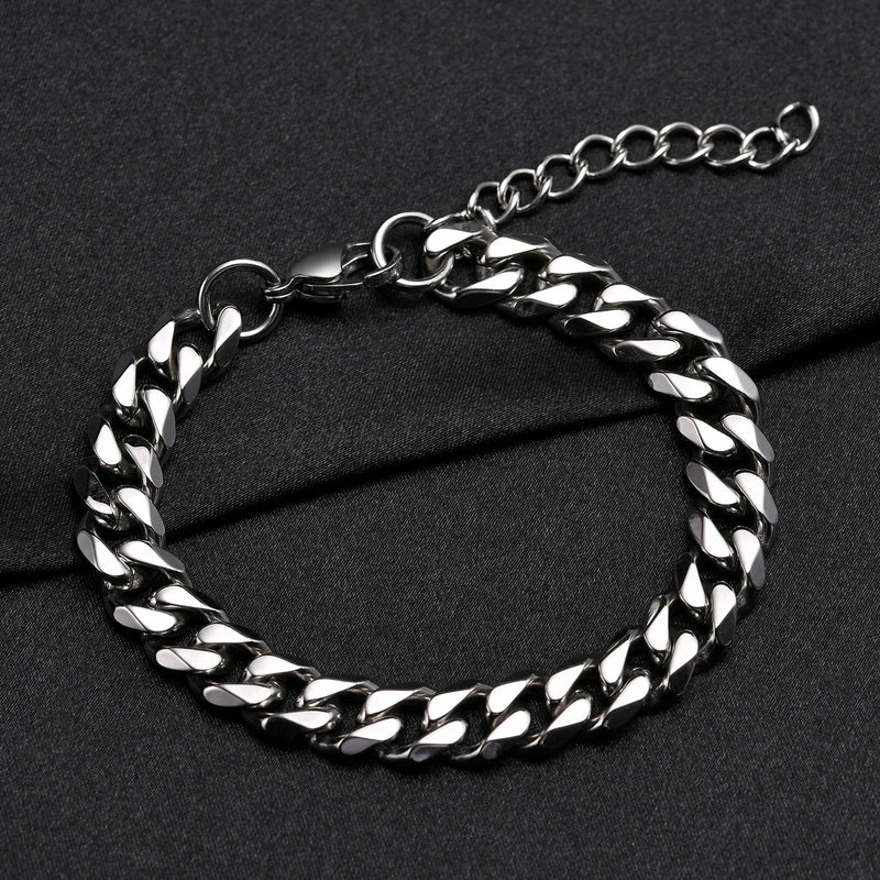 Vnox Basic Cuban Chain Bracelets for Men Women,Classic Stainless Steel 5/9mm Width Link Chain Wristband,Casual Hipster Jewelry