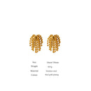 Yhpup Statement Tassel Bead Fireworks Stud Earrings Gold Stainless Steel Waterproof Fashion Jewelry 18 K Plated Metal Women