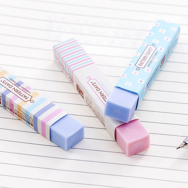 1 Pcs Lytwtw's Cute Candy Color Striped Soft Pencil Erasers For Kids Rubber Toy Kawaii Stationery School Office Supply Creative